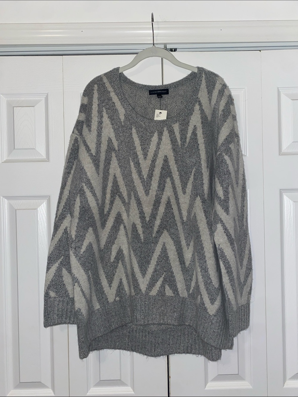 Lane Bryant Grey & Cream Chevron Cozy and Soft Oversized Sweater